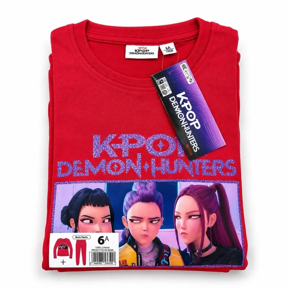Pigiama K-Pop Demon Hunters bambina rosso – dettaglio