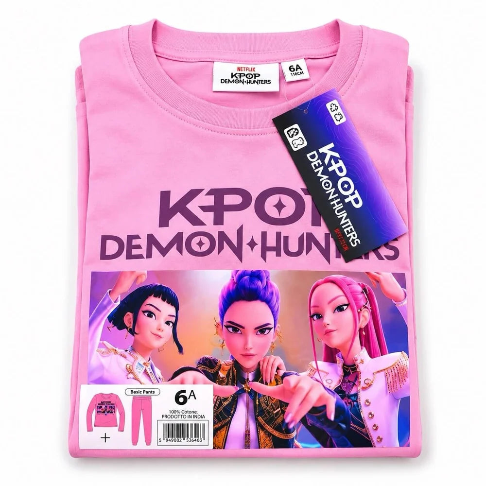Pigiama K-Pop Demon Hunters bambina rosa chiaro – dettaglio