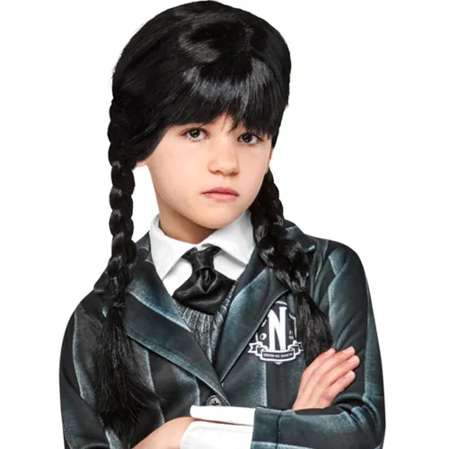 Parrucca Mercoledì Addams per Halloween e Carnevale