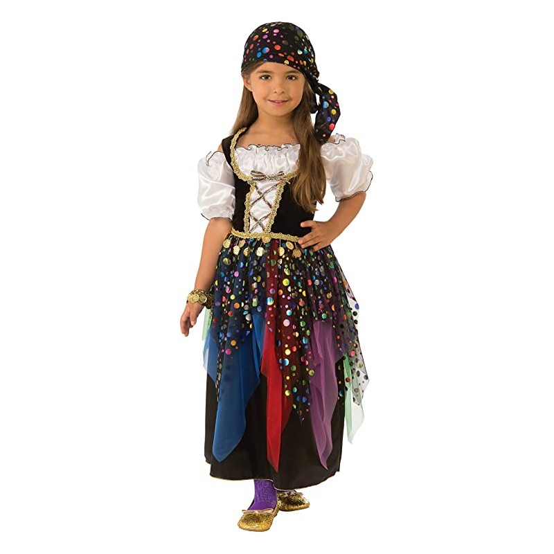 Costume zingara bambina per Carnevale, taglia 3-4 anni