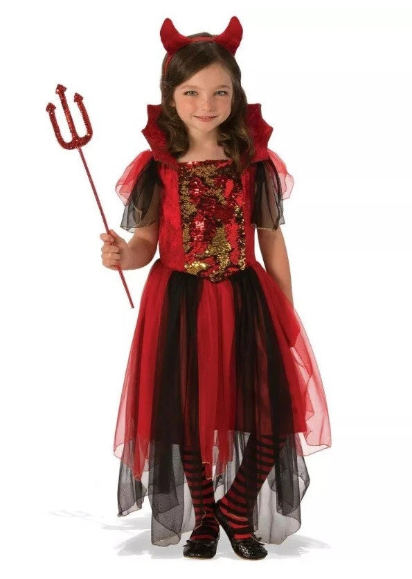 Costume diavoletta bambina per Halloween, taglia 7-8 anni